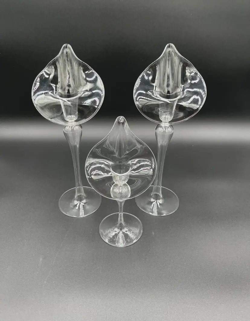 Jack in the Pulpit Set of 3 Clear Glass Candle Holders by Glass Dimensions