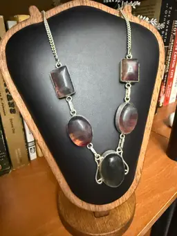 Sterling Silver And Flourite Necklace - 17 Inch