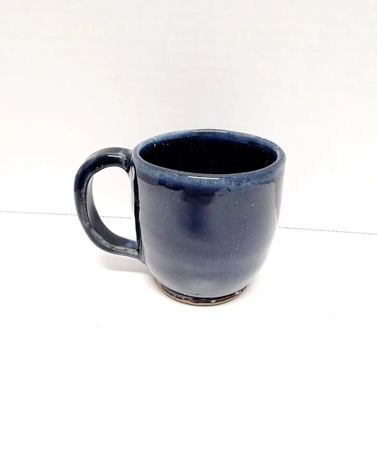 Handmade Studio Pottery Mug Cobalt Blue Glaze/Heavy Weight/Coffee Mug/Tea Mug/Pottery/Artist Signed