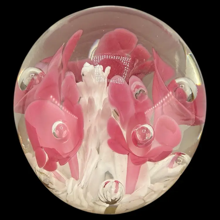St. Clair Trumpet Flower Glass Paperweight 4”