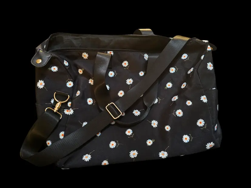 Alice & Olivia Black Stacey Bendet Daisy Overnight Duffle Bag