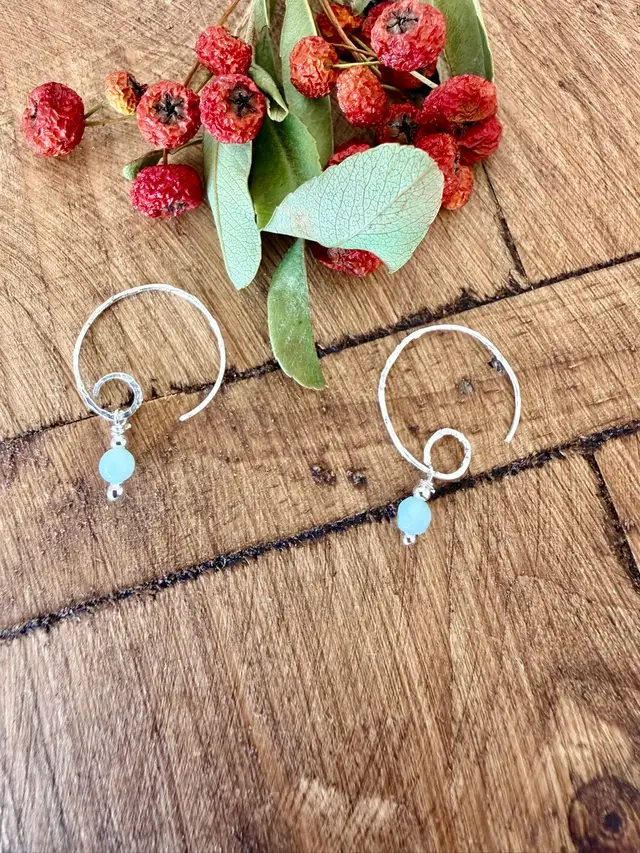 Blue AgateBead Drop Earring