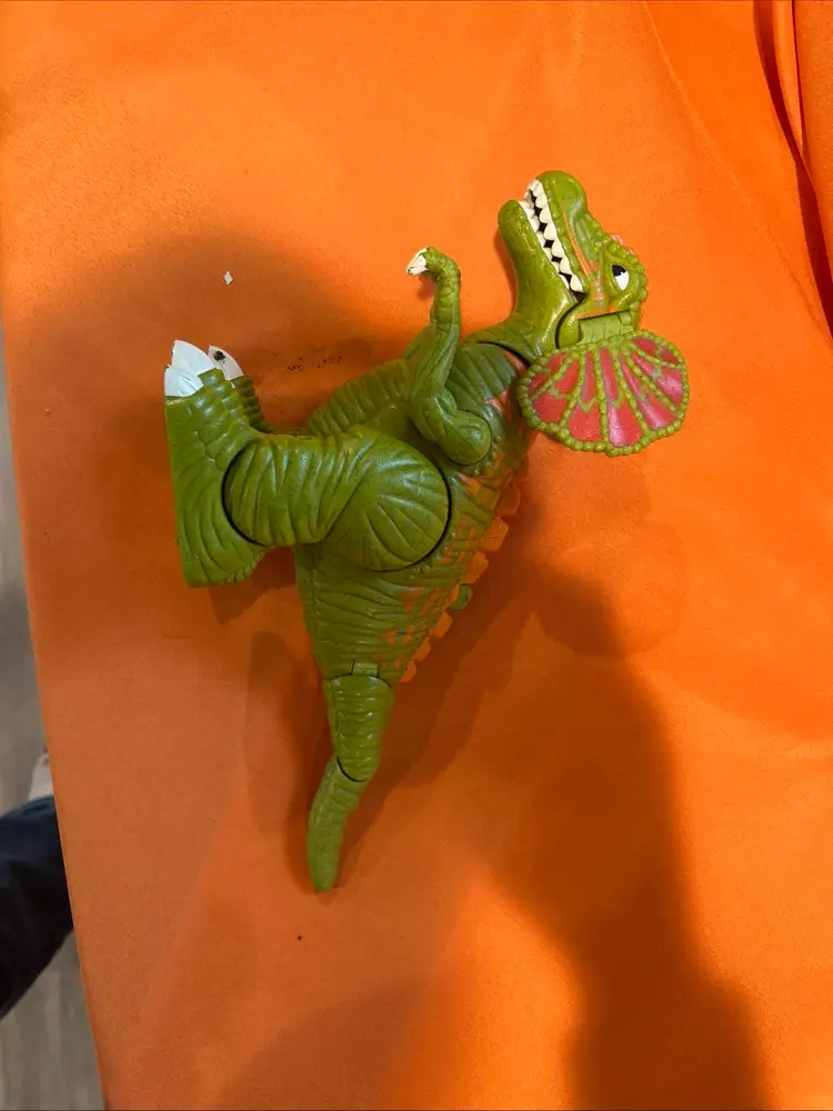 2006 Mattel Imaginext Roaring and Walking Green Dilophosaurus Dinosaur Tested