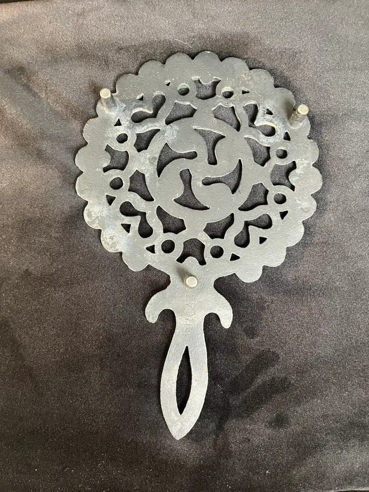Cast Iron Trivet-Painted Heart & Twirly Whirly Pattern