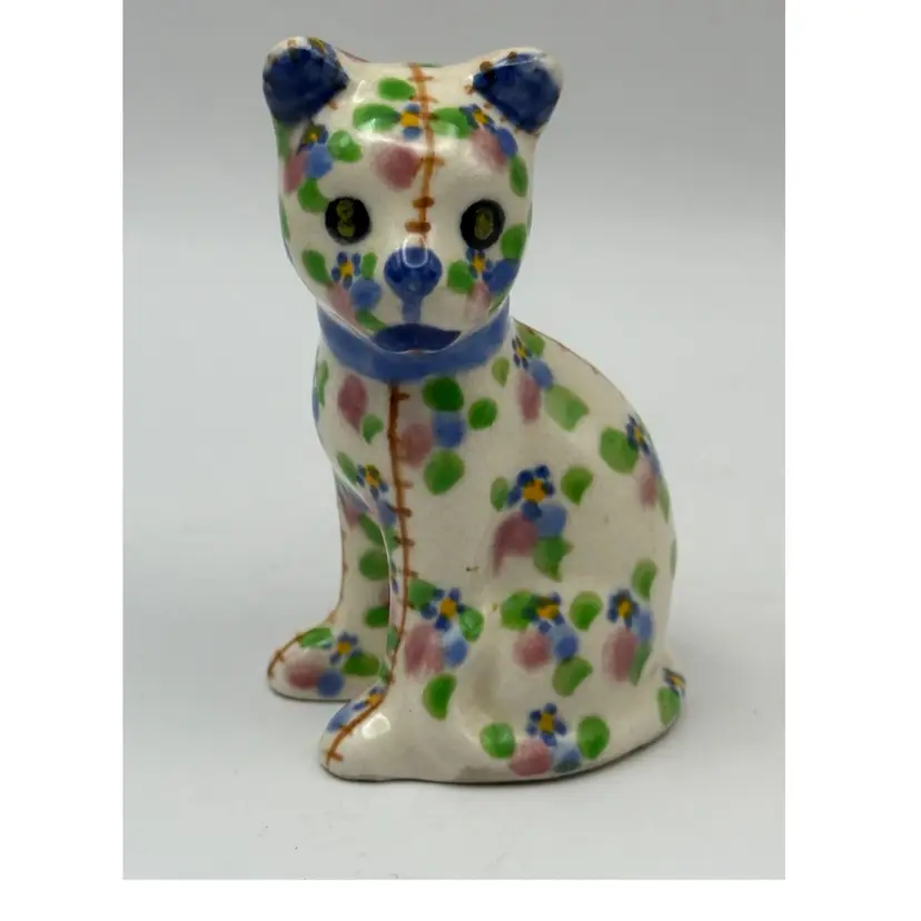 Vintage Patchwork Calico Cat Figurine