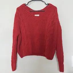 XL Wynter Halsey Red Cable Knit Sweater