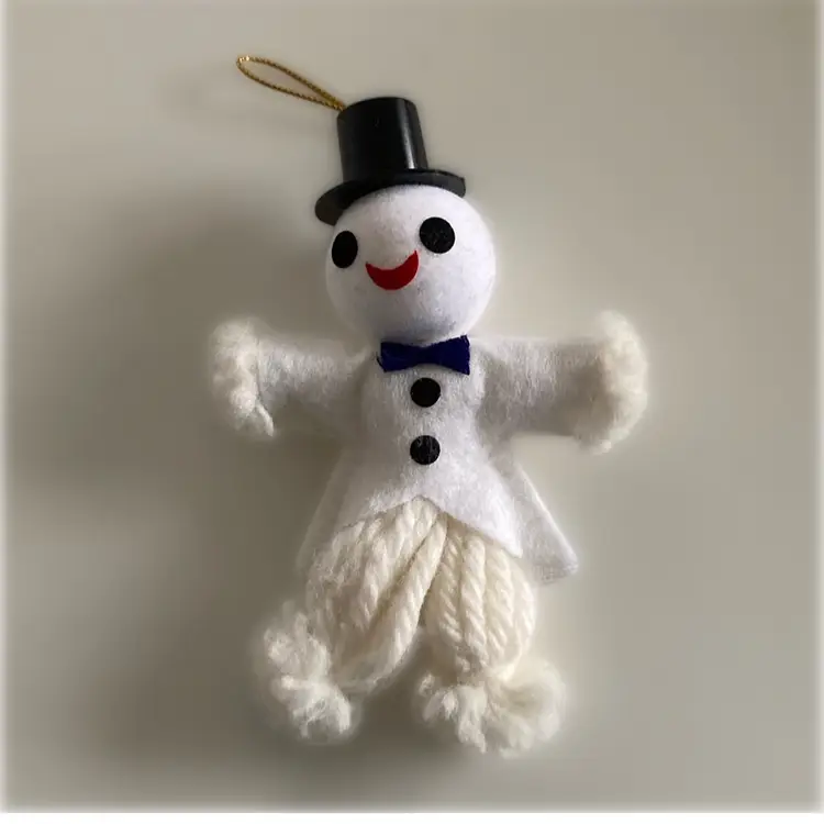 Vintage Spun Head and Felt Christmas Ornament Man With Top Hat