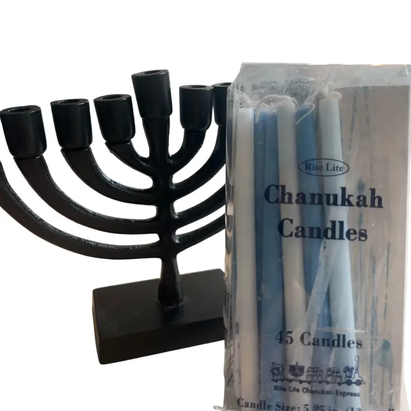 Black Hanukkah Menorah W/ Candles