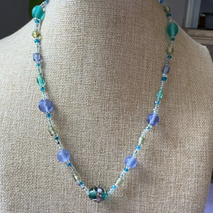 Artisan Lampwork And Sea Glass Necklace