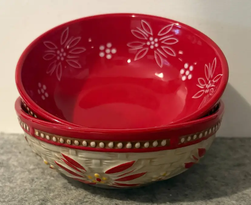 2 Temptations 6" Red Old World By Tara Bowls # 2986