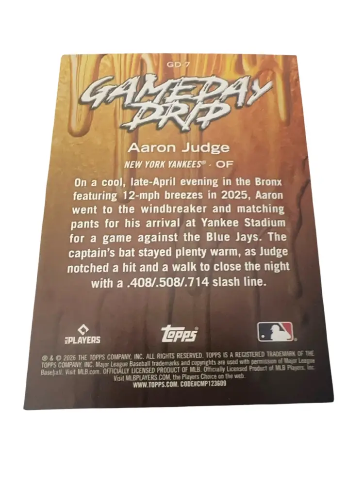 Aaron Judge 2026 Topps Game Day Drip