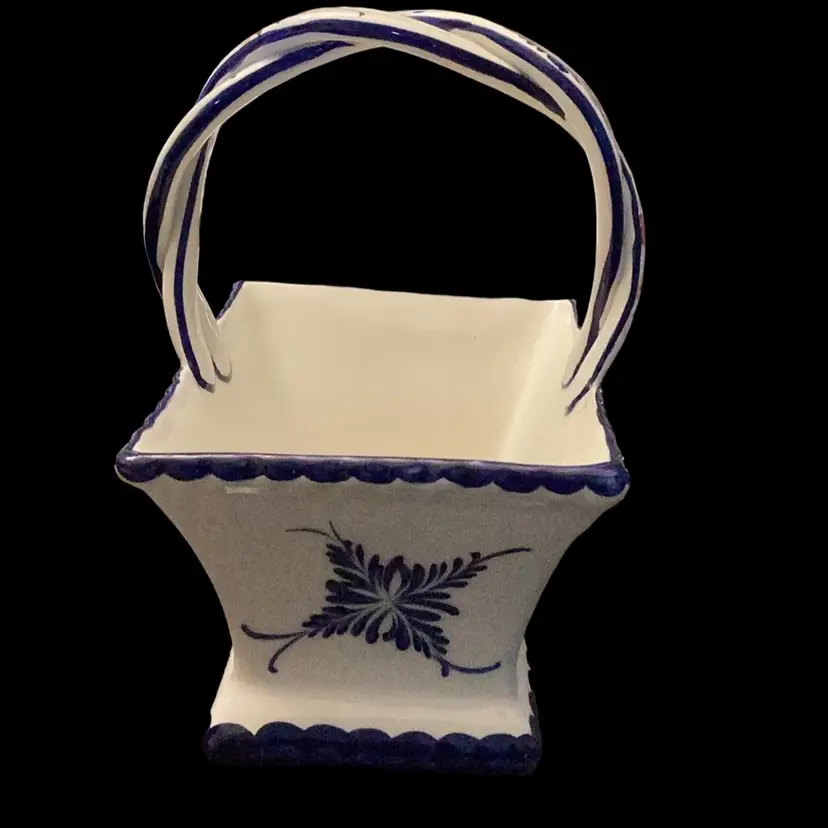 Vintage Portugal RCCL Hand-Painted Ceramic Basket