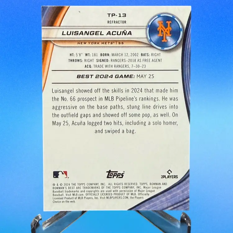 Luisangel Acuna 2024 Bowmans Best Refractor #TP-13 New York Mets + Heritage RC