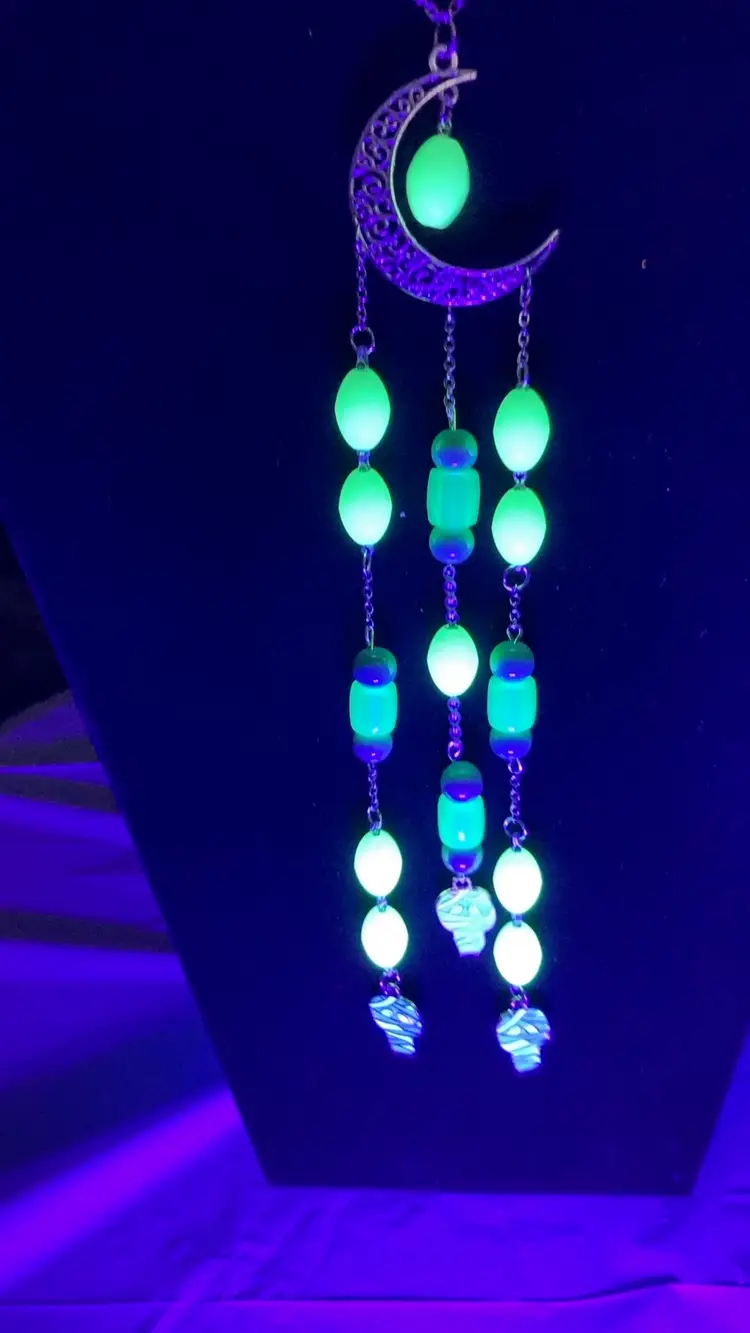 UV Reactive AND Glow In The Dark! Mummies Sun Catcher Over 12” Long! Made By Me! Perfect For Halloween!