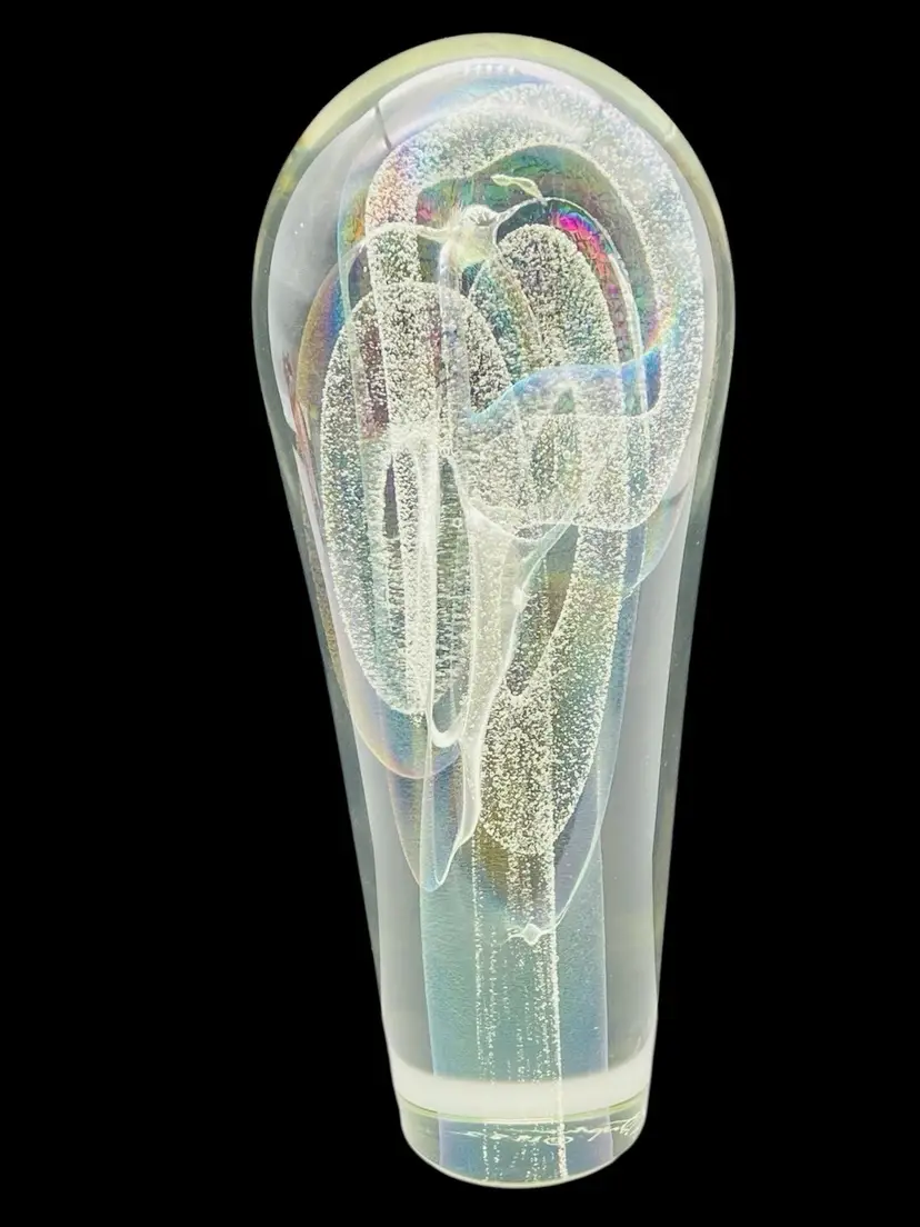 14. RW Stephens Dichroic Glass Bubble Sculpture Signed 1982