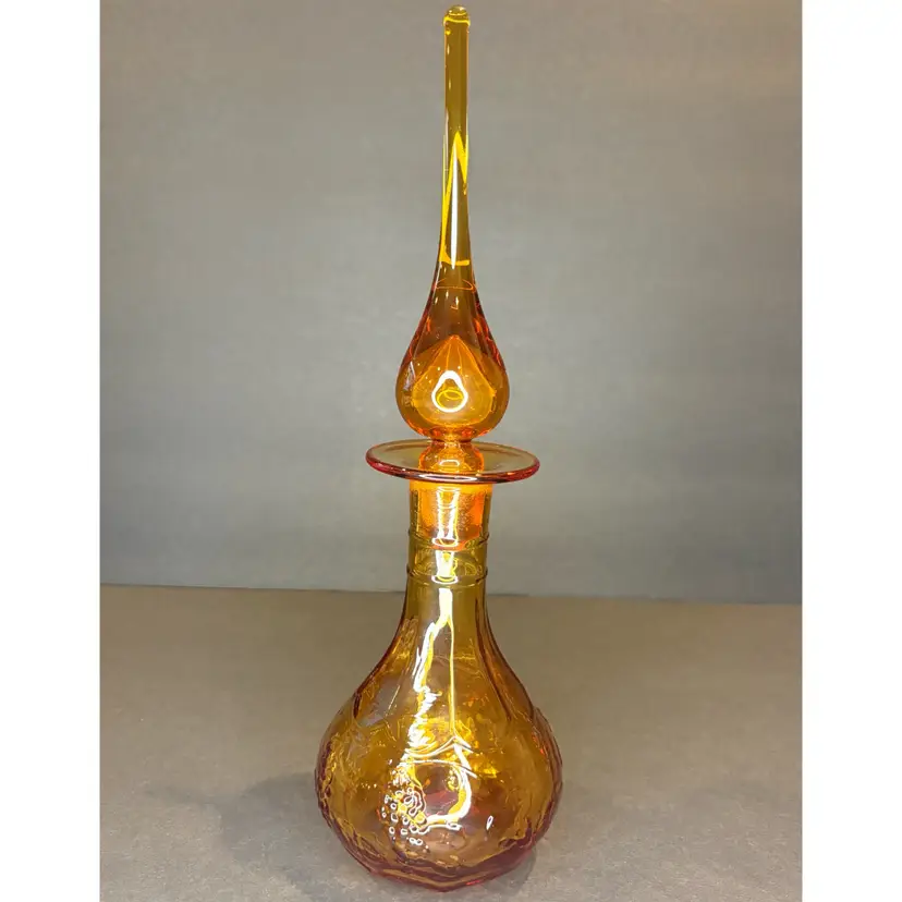 Amber Decanter With Grape Pattern
