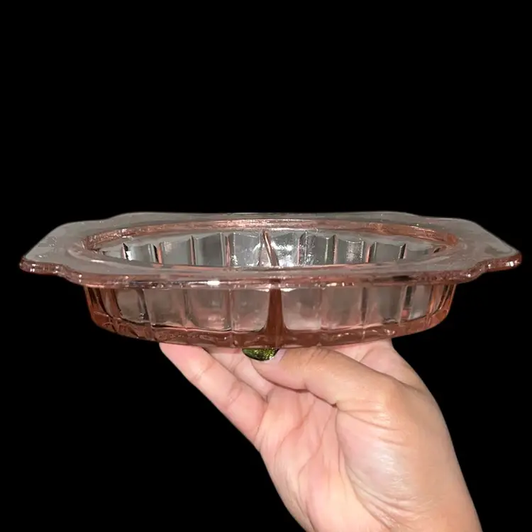 1930s Jeannette Glass Adam Pink Depression Glass Divided Relish Dish
