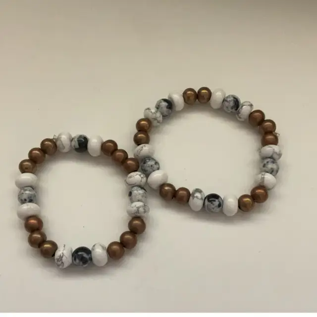 Choice Magnesite & Copper Bead Bracelet Made By Me