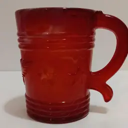 Vintage Red Imperial Glass Mug With Eagle & Stars