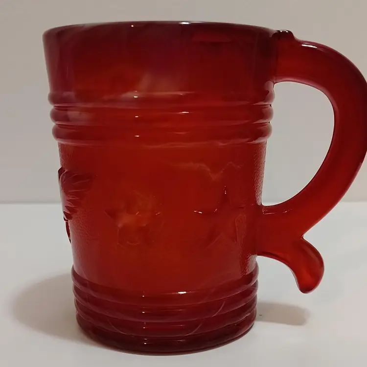 Vintage Imperial Slag Glass Mug With Eagle & Stars