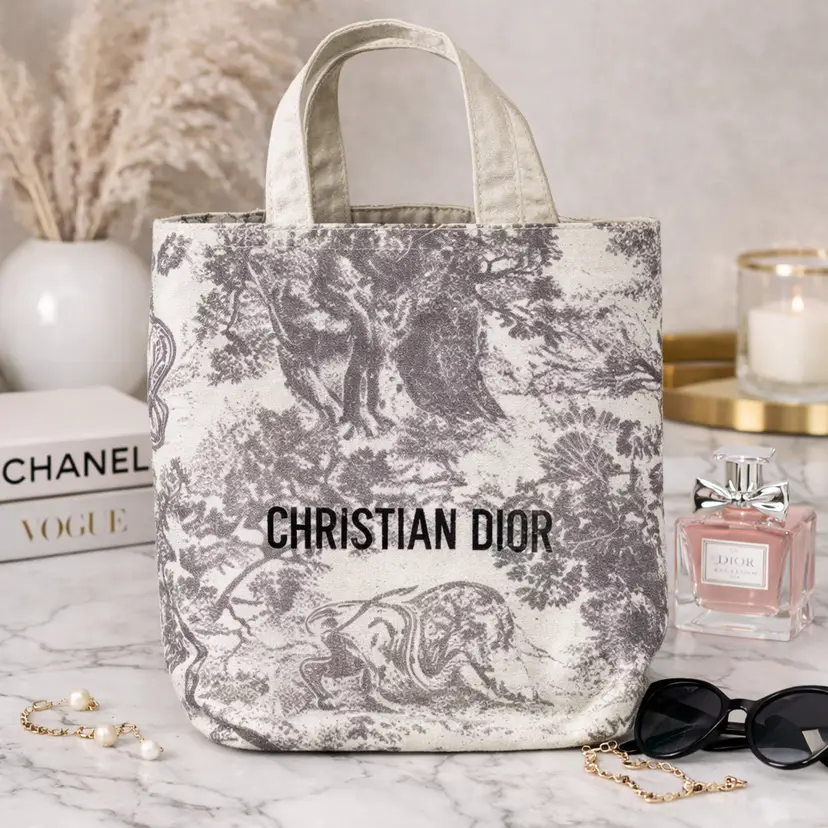 Christian Dior Gray Toile Tiger Tote