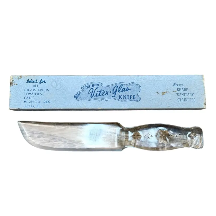 Vintage 1939 VITEX 9.25” Glass Knife W/ Box | Star Design READ