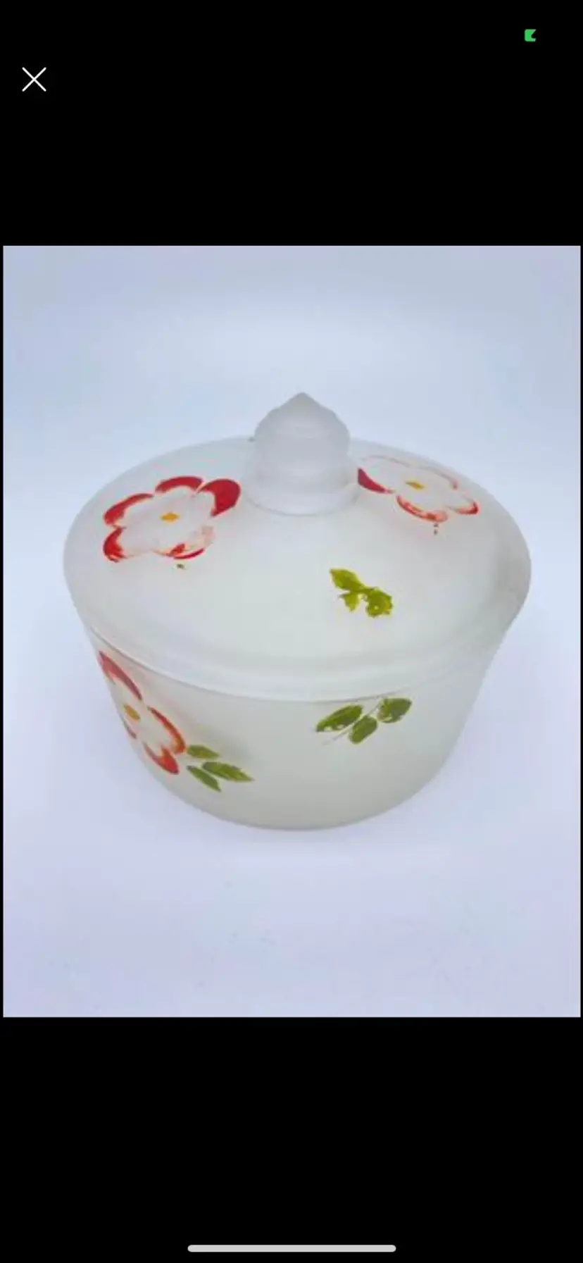 Antique frosted depression glass covered dish