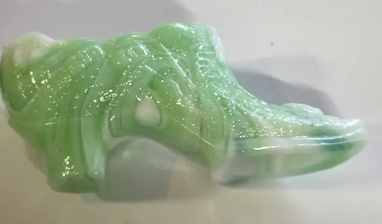 Vintage Green Glass Boot slag