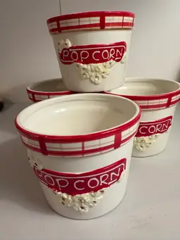 Four Individual Ceramic Popcorn Bowls