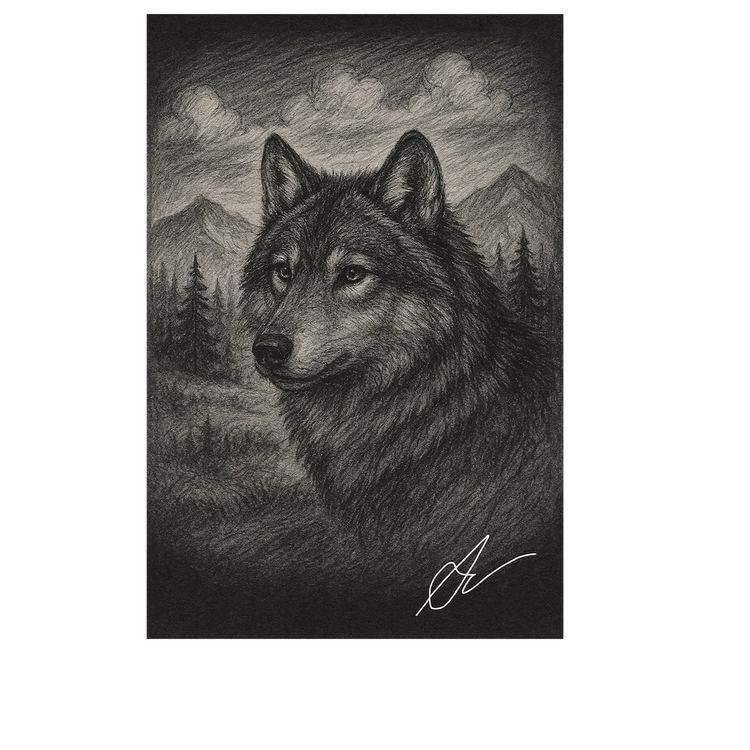 The Great Wolf From The Mountain 8.5x11 Photo Print Sketch Drawing