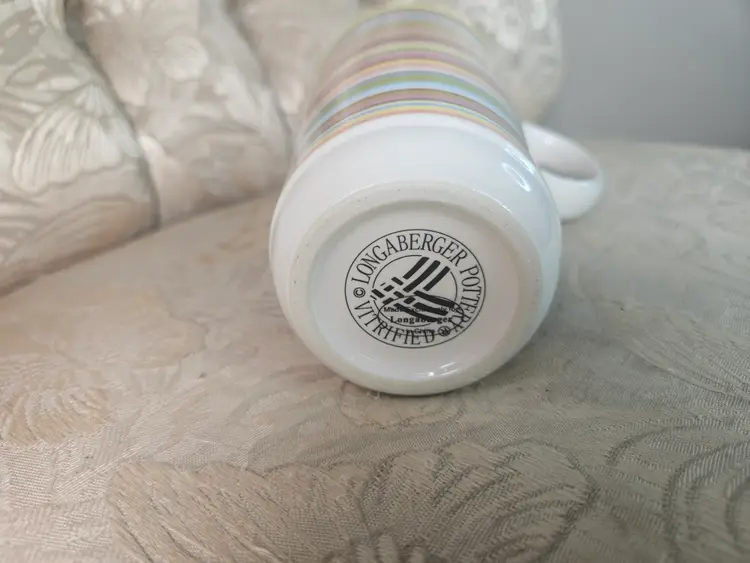 Longaberger Summertime Stripe Travel Mug.