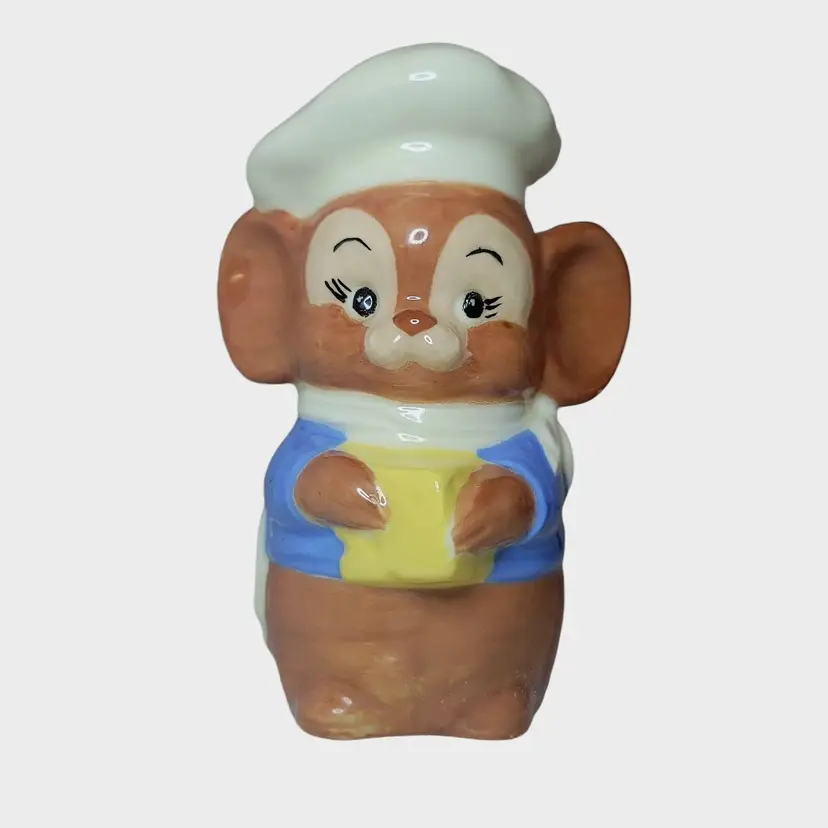 Handmade Signed Ceramic Mouse Chef Parmesan Cheese Shaker