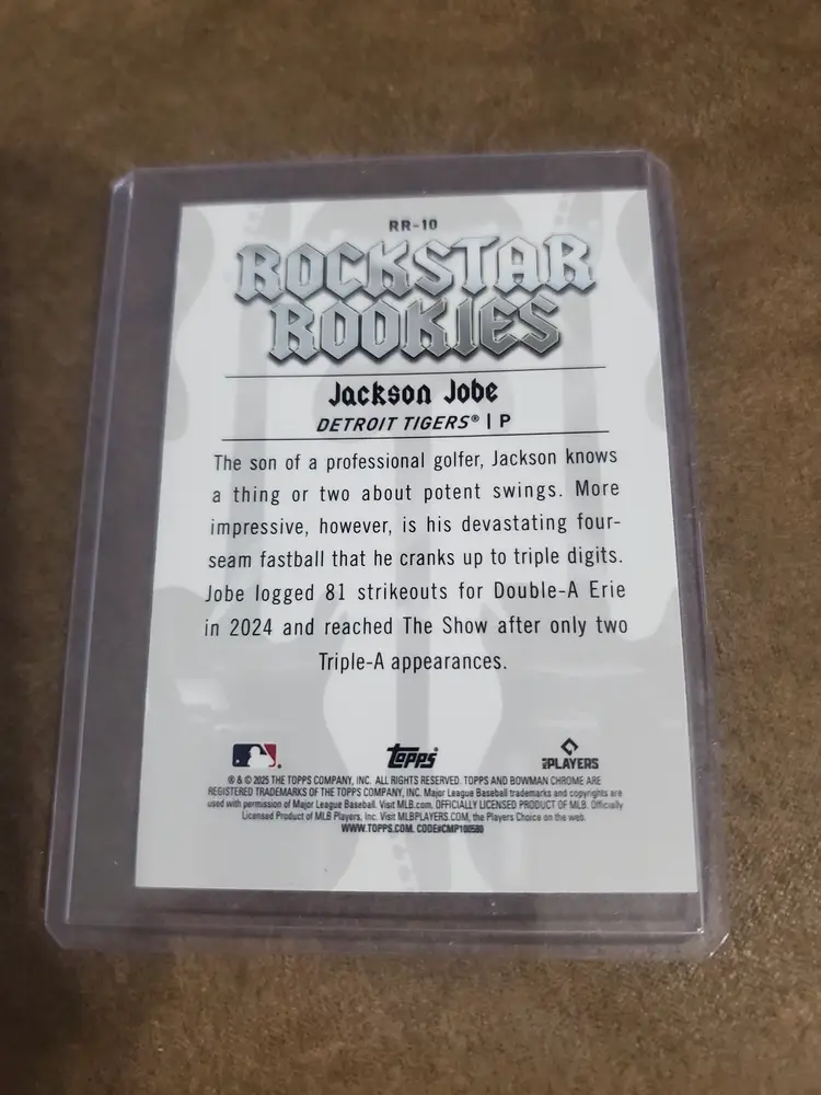 2025 Bowman Chrome Rockstar Rookies Jackson Jobe Detroit Card