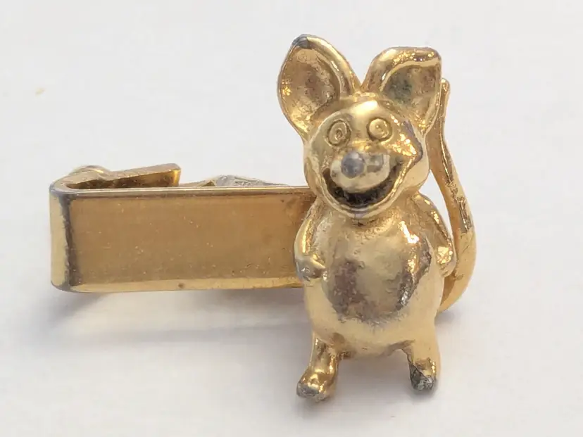Vintage Gold Tone Mouse Tie Clip Jewelry
