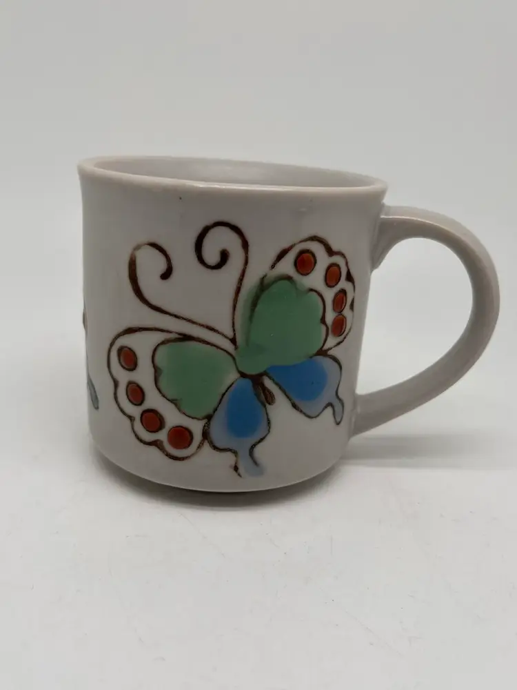 Vintage Stoneware Butterfly Mug