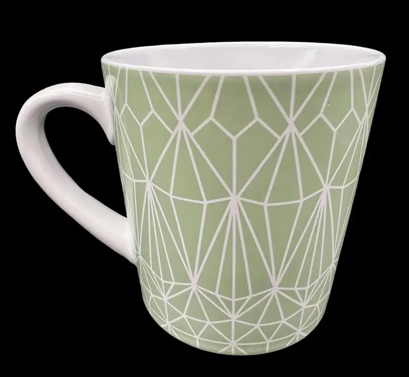 Starbucks Geometric Ceramic Coffee Tea Mug Mint Green Blue White 12 ounces