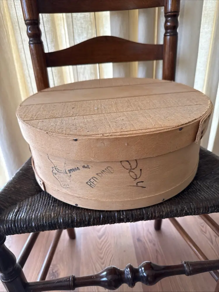 Vintage Round Wood Wisconsin State Cheese Box 15" x 5.5" Tall