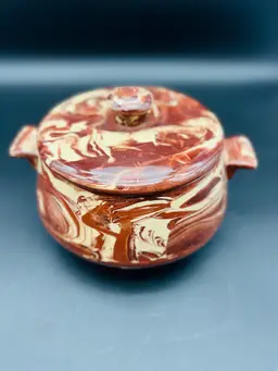 Clays In Calico Covered pot Made In Cardwell Montana