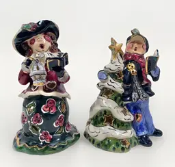 Blue Sky 2001 Heather Goldminc Signed Christmas Carolers Tea Lights Holiday Decor