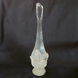 Viking Glass Swung Vase, Frosted Cabbage Base 15¼" Tall Original Sticker - Condition Issues