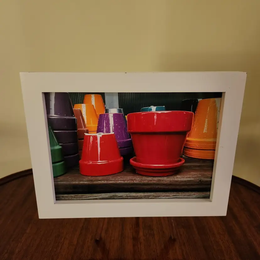 Photograph Of Colorful Plant Pots, Frame Not Included.