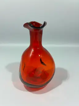 Glowy Vintage Dimpled Amberina Decanter No Stopper