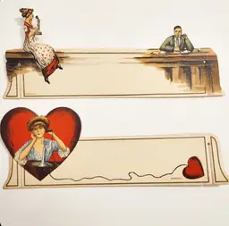 Antique German Valentine Paper Place Card Pair