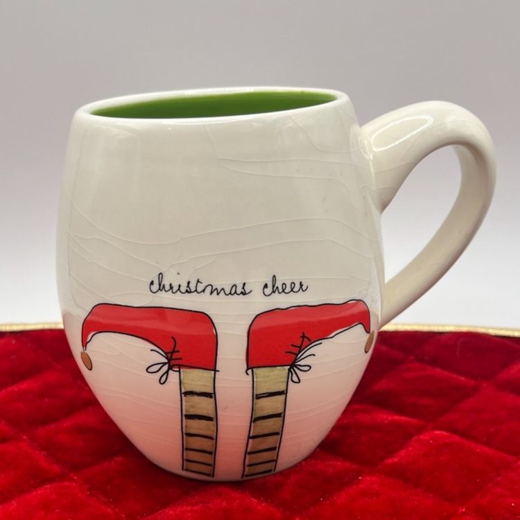Rae Dunn 18 oz Elf Feet 'Christmas Cheer' Coffee tea Mug cup, holiday
