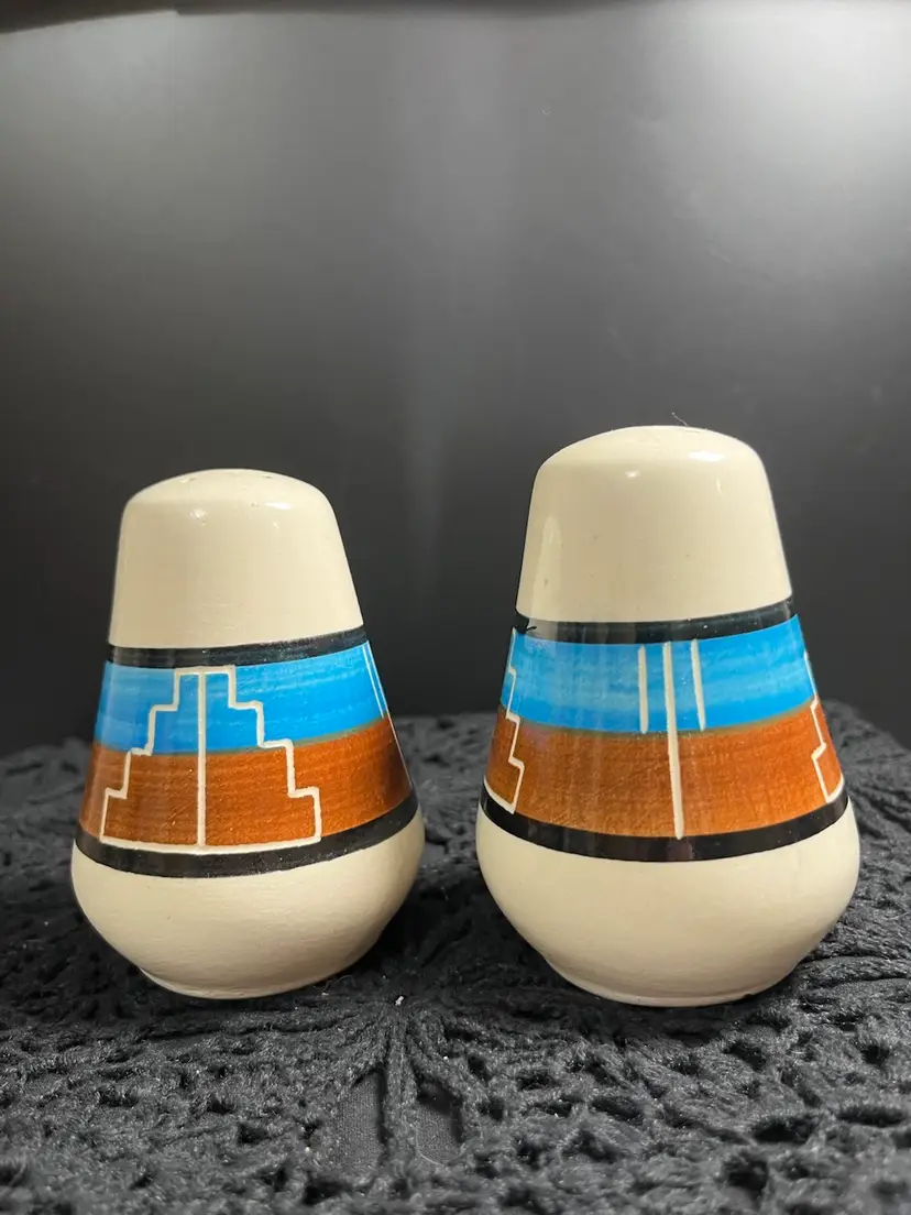 Signed Yellow Bird. From SD. Sioux Pottery S & P Shakers