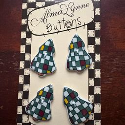 Alma Lynne Vintage Ceramic Christmas Trees Buttons