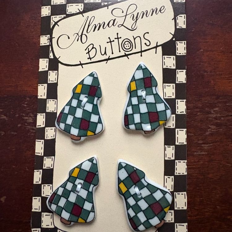 Alma Lynne Vintage Ceramic Christmas Trees Buttons