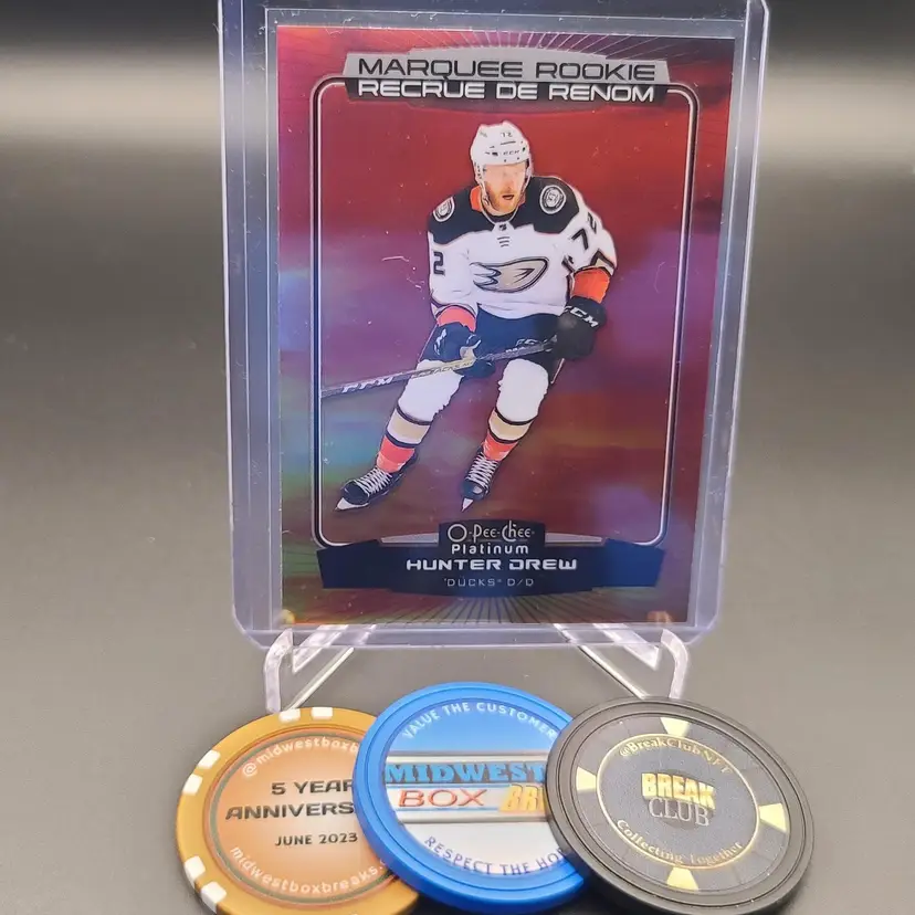 2022-23 O-Pee-Chee Platinum Hunter Drew Marquee Rookie Sunset Parallel - Card Number 214 - Anaheim Ducks Hockey Card