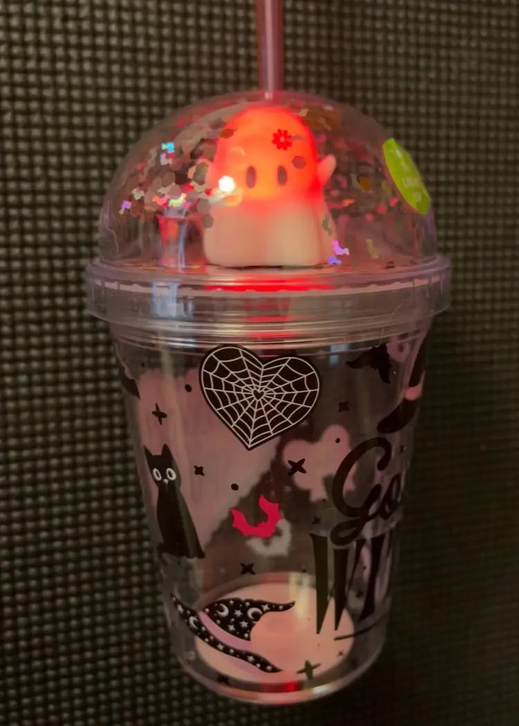 Lights Up S’Allume Halloween Good Witch Light Up Drink Cup With Straw NWT