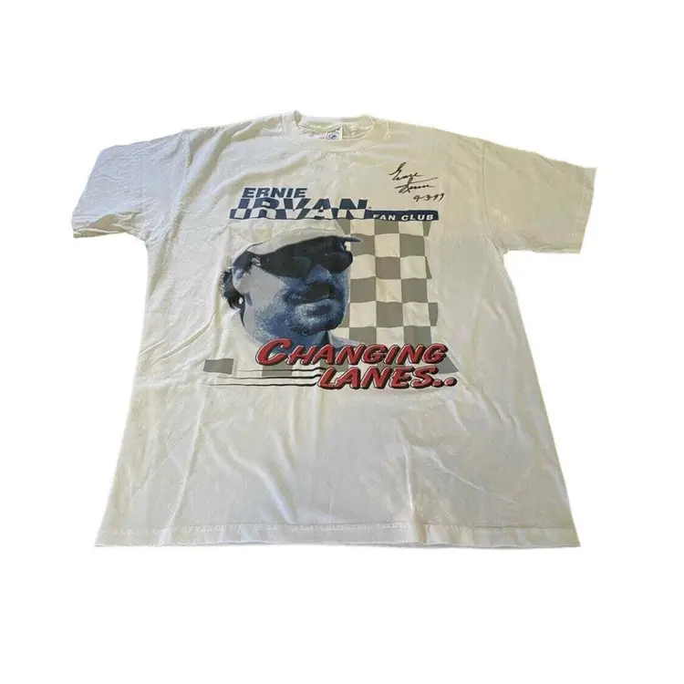 Ernie Irvin NASCAR Autographed Fan Club Shirt. Vintage (1990’s). Size Large